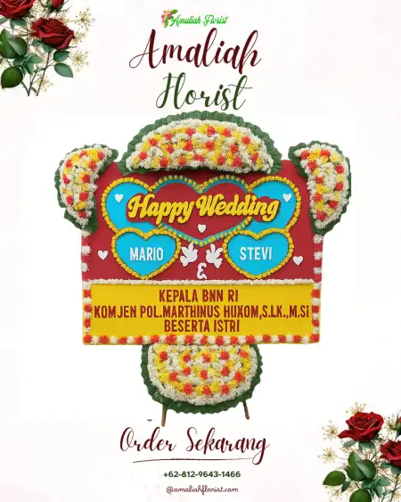Papan Bunga Pernikahan Redin